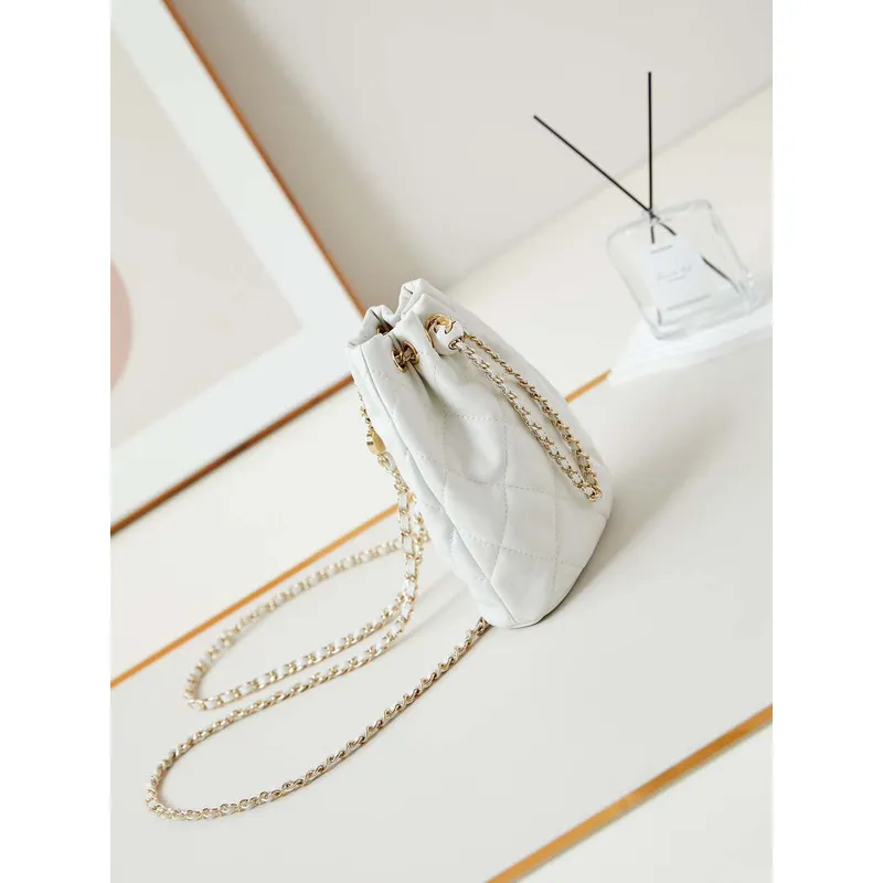 Chanel AS4810 Backpack Shiny Lambskin & Gold Tone Metal White