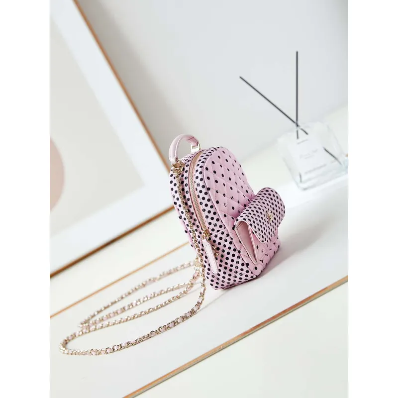 Chanel Ap3753 CLASSIC MINI Backpack Tweed & Gold Tone Metal Pink & Black