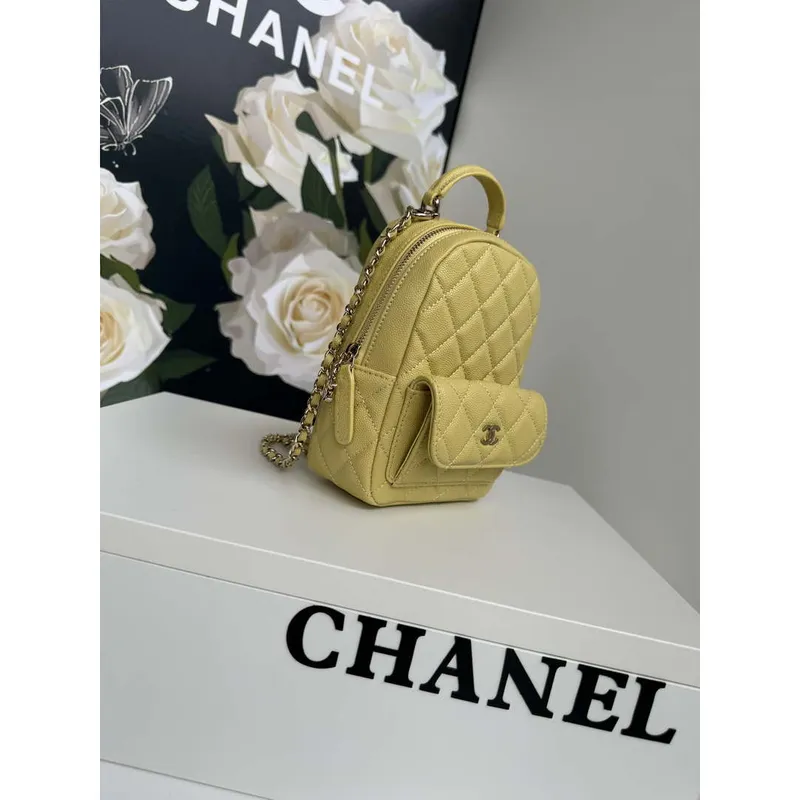 Chanel Ap3753 CLASSIC MINI Backpack Calfskin Yellow