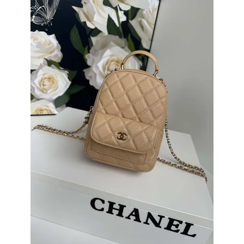Chanel Ap3753 CLASSIC MINI Backpack Calfskin Apricot