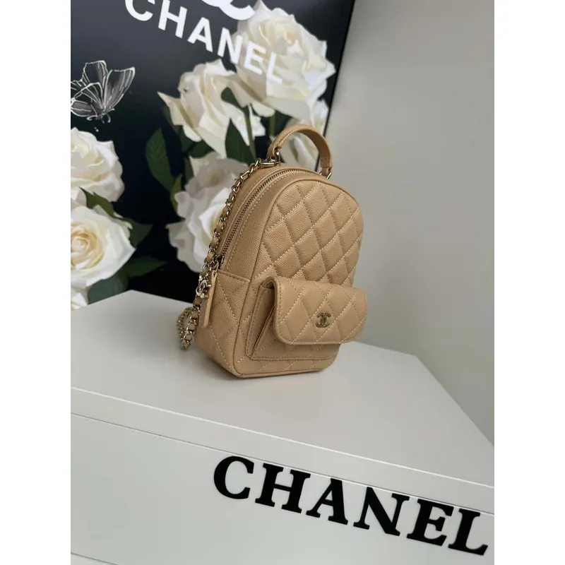 Chanel Ap3753 CLASSIC MINI Backpack Calfskin Apricot