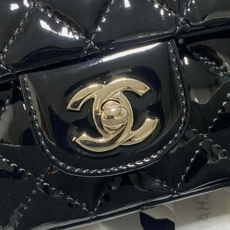 Chanel AS2431 Mini flap Mirror Calfskin & Gold Tone Metal Black