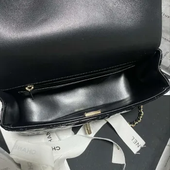 Chanel AS2431 Mini flap Mirror Calfskin & Gold Tone Metal Black