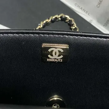 Chanel AS2431 Mini flap Mirror Calfskin & Gold Tone Metal Black