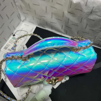 Chanel AS2431 Mini flap Fantasy Mirror Calfskin & Gold Tone Metal Blue