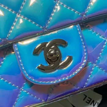 Chanel AS2431 Mini flap Fantasy Mirror Calfskin & Gold Tone Metal Blue