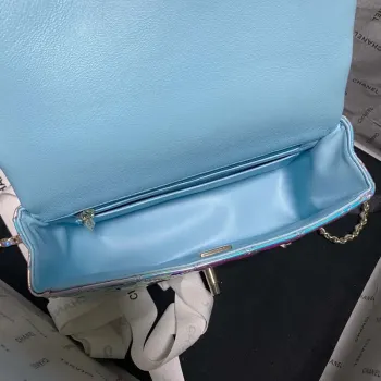 Chanel AS2431 Mini flap Fantasy Mirror Calfskin & Gold Tone Metal Blue