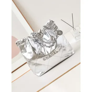 Chanel 22 Small Handbag Fantasy color Calfskin & Silver Tone Metal AS3260 Silver