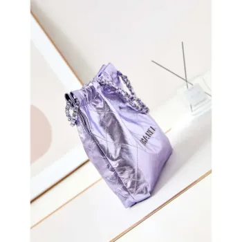 Chanel 22 Small Handbag Fantasy color Calfskin & Gold Tone Metal AS3260 Purple