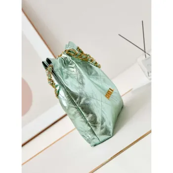 Chanel 22 Small Handbag Fantasy color Calfskin & Gold Tone Metal AS3260 Green