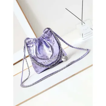 Chanel AS3980 22 Mini Handbag Fantasy color Calfskin & Gold Tone Metal Purple