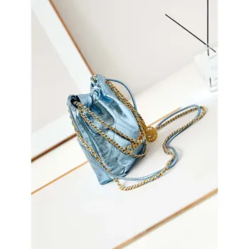 Chanel AS3980 22 Mini Handbag Fantasy color Calfskin & Gold Tone Metal Blue