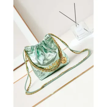 Chanel AS3980 22 Mini Handbag Fantasy color Calfskin & Gold Tone Metal Green