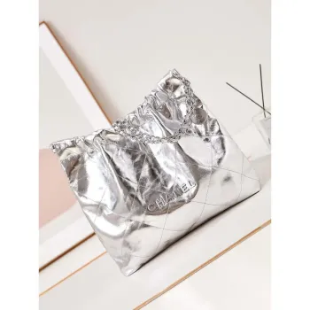 Chanel 22 Handbag Fantasy color Calfskin & Silver Tone Metal AS3261 Silver