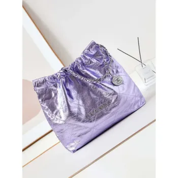 Chanel 22 HandBag Fantasy color Calfskin & Gold Tone Metal AS3261 Purple
