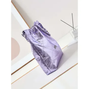 Chanel 22 HandBag Fantasy color Calfskin & Gold Tone Metal AS3261 Purple