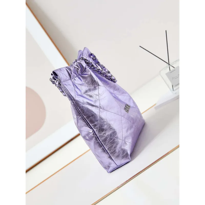 Chanel 22 HandBag Fantasy color Calfskin & Gold Tone Metal AS3261 Purple