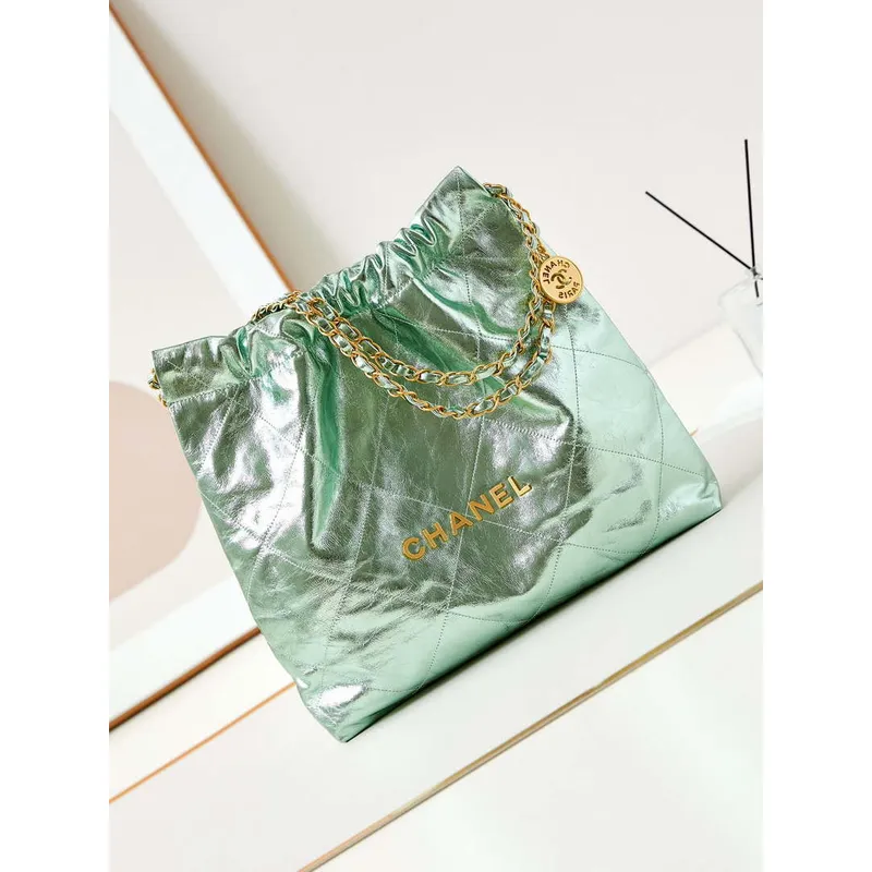 Chanel 22 HandBag Fantasy color Calfskin & Gold Tone Metal AS3261 Green