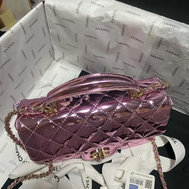 Chanel AS2431 Mini flap Mirror Calfskin Metallic Calfskin & Gold Tone Metal Purple