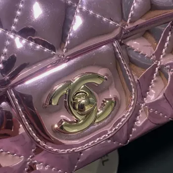 Chanel AS2431 Mini flap Mirror Calfskin Metallic Calfskin & Gold Tone Metal Purple