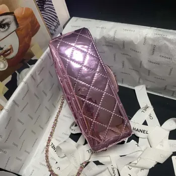 Chanel AS2431 Mini flap Mirror Calfskin Metallic Calfskin & Gold Tone Metal Purple