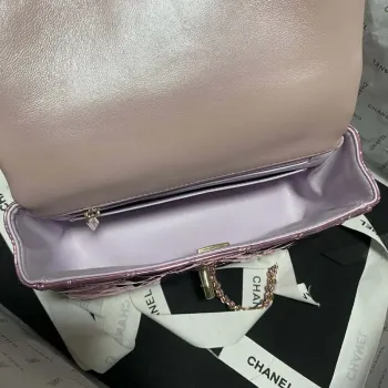 Chanel AS2431 Mini flap Mirror Calfskin Metallic Calfskin & Gold Tone Metal Purple