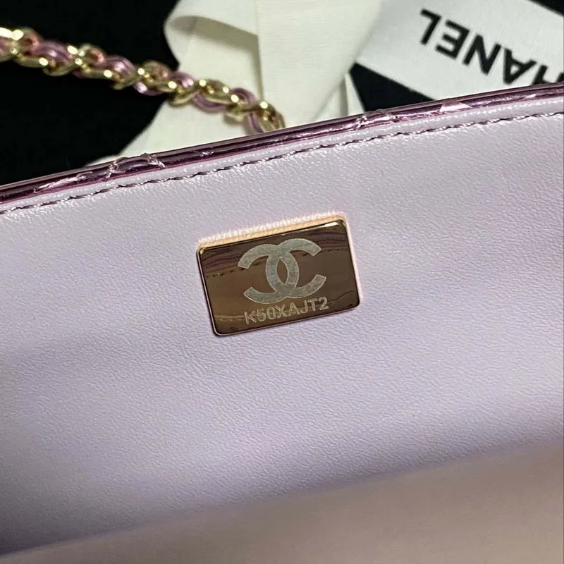 Chanel AS2431 Mini flap Mirror Calfskin Metallic Calfskin & Gold Tone Metal Purple