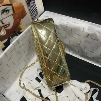 Chanel AS2431 Mini flap Mirror Calfskin Metallic Calfskin & Gold Tone Metal Gold