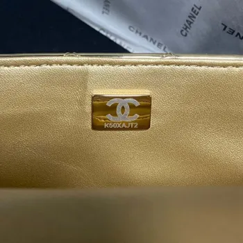 Chanel AS2431 Mini flap Mirror Calfskin Metallic Calfskin & Gold Tone Metal Gold