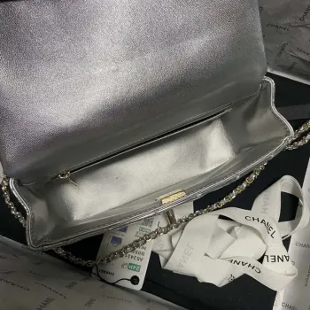 Chanel AS2431 Mini flap Mirror Calfskin Metallic Calfskin & Gold Tone Metal Silver