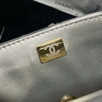 Chanel AS2431 Mini flap Mirror Calfskin Metallic Calfskin & Gold Tone Metal Silver