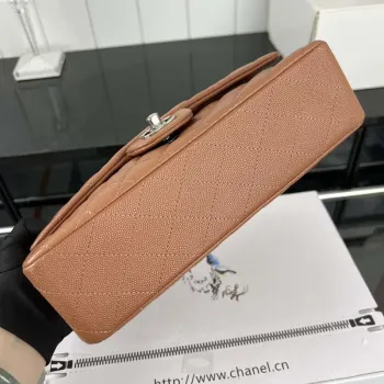 Chanel A01112 Flap Classic 11.12 Handbag Grained Calfskin & Silver Tone Metal Brown