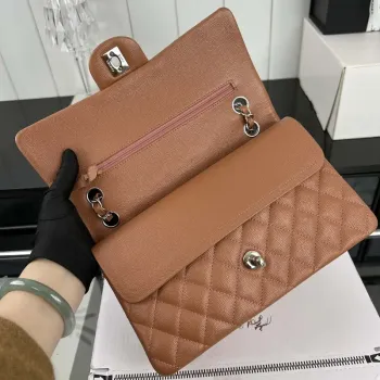 Chanel A01112 Flap Classic 11.12 Handbag Grained Calfskin & Silver Tone Metal Brown