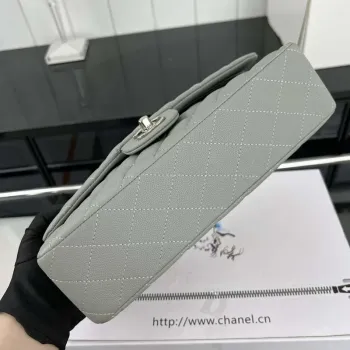 Chanel A01112 Flap Classic 11.12 Handbag Grained Calfskin & Silver Tone Metal Gray