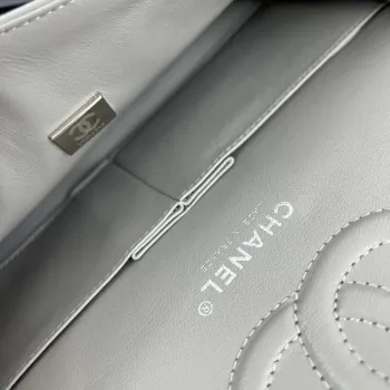 Chanel A01112 Flap Classic 11.12 Handbag Grained Calfskin & Silver Tone Metal Gray