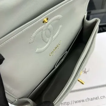 Chanel A01112 Flap Classic 11.12 Handbag Grained Calfskin & Gold Tone Metal Gray