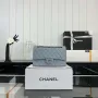 Chanel A01112 Flap Classic 11.12 Handbag Grained Calfskin & Silver Tone Metal Baby Blue