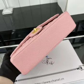 Chanel A01112 Flap Classic 11.12 Handbag Grained Calfskin & Gold Tone Metal Pink
