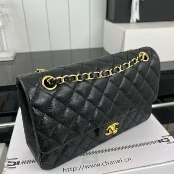 Chanel A01112 Flap Classic 11.12 Handbag Grained Calfskin & Gold Tone Metal Black