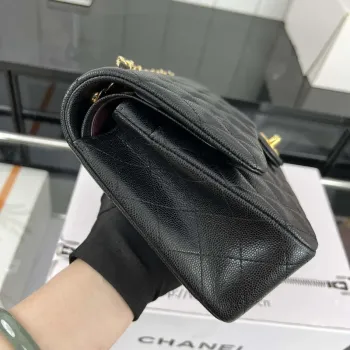 Chanel A01112 Flap Classic 11.12 Handbag Grained Calfskin & Gold Tone Metal Black