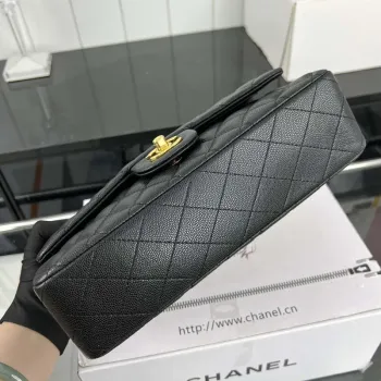 Chanel A01112 Flap Classic 11.12 Handbag Grained Calfskin & Gold Tone Metal Black