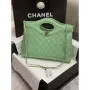 Chanel AS4854 Shopping Bag Shiny Lambskin & Gold Tone Metal Green
