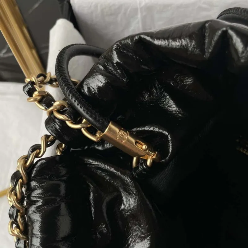 Chanel 22 Mini Handbag AS3980 Shiny Calfskin & Gold Tone Metal with jewelry