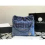 Chanel 22 Small Handbag Denim & Silver Tone Metal AS3260 Blue Multicolor