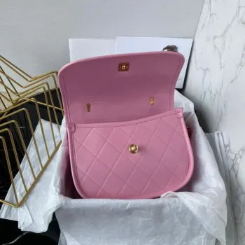Chanel Messenger Bag Calfskin & Gold Tone Metal AS4845 Pink Lambskin