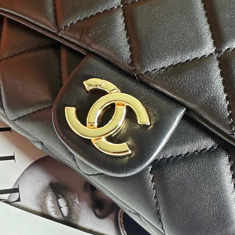 Chanel Backpack Metallic Lambskin & Gold Tone Metal AS4621 Black