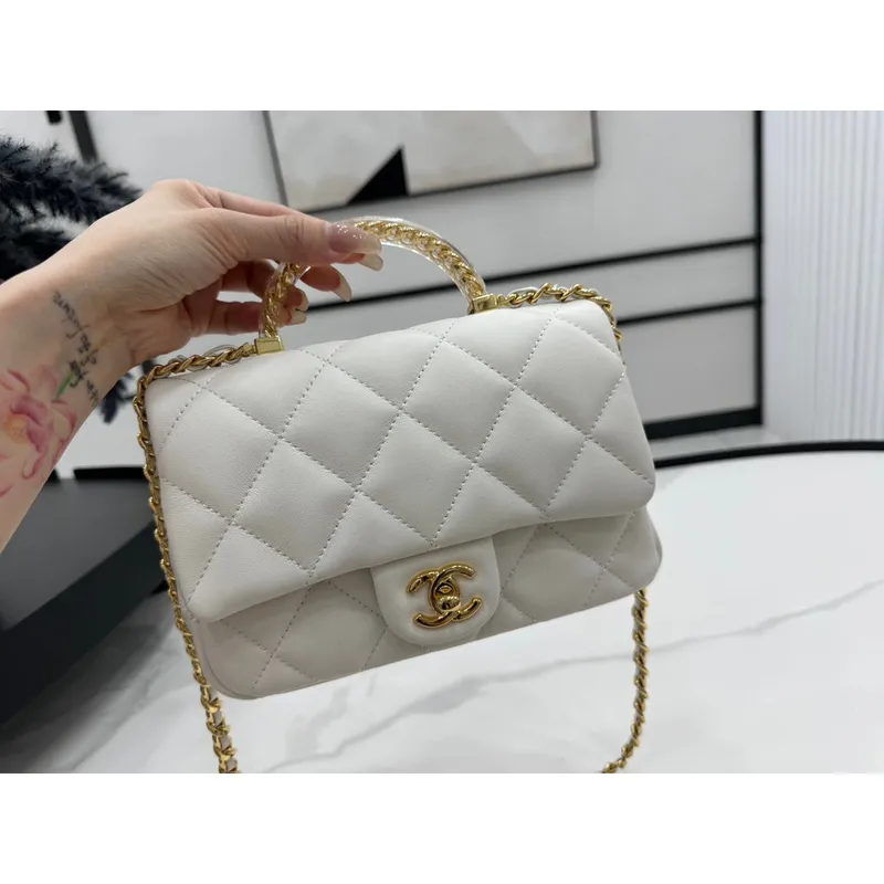 Chanel AS4848 Mini Flap bag With top handle White
