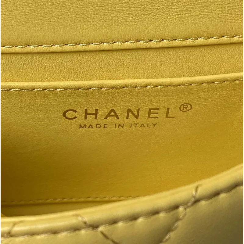 Chanel AS4847 Mini Flap bag With top handle Yellow
