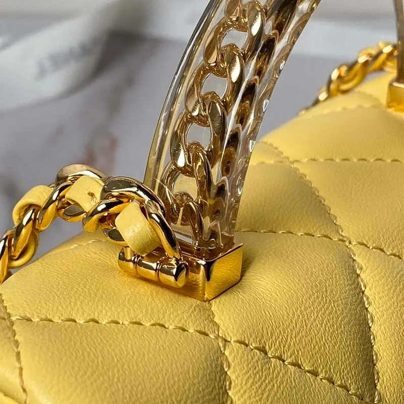 Chanel AS4847 Mini Flap bag With top handle Yellow