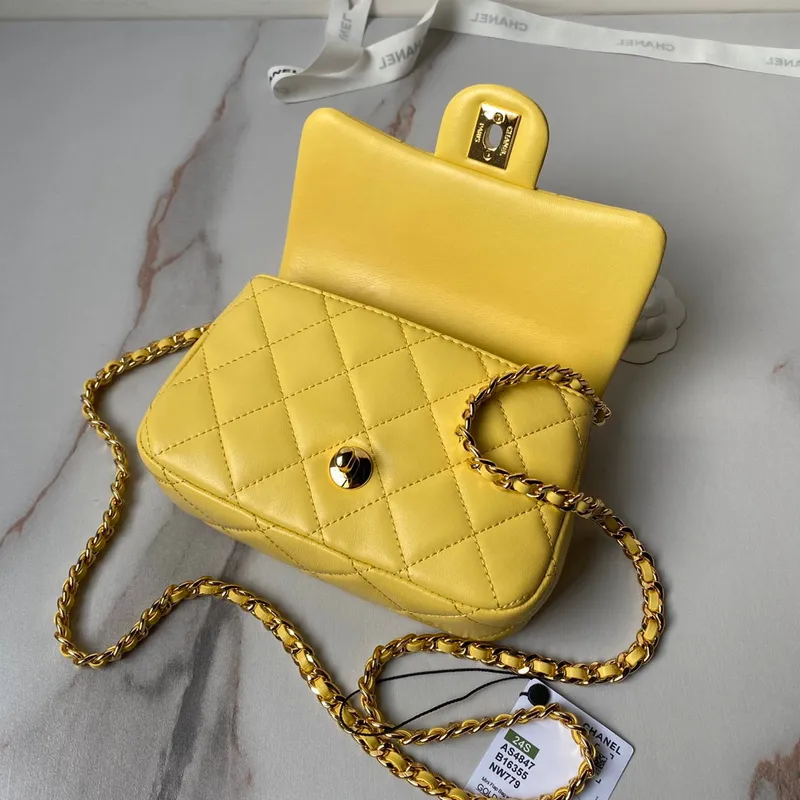 Chanel AS4847 Mini Flap bag With top handle Yellow